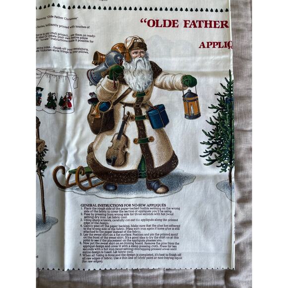 Vintage 1980's VIP Print Cranston Old Father Christmas Appliqués - Picture 2 of 6